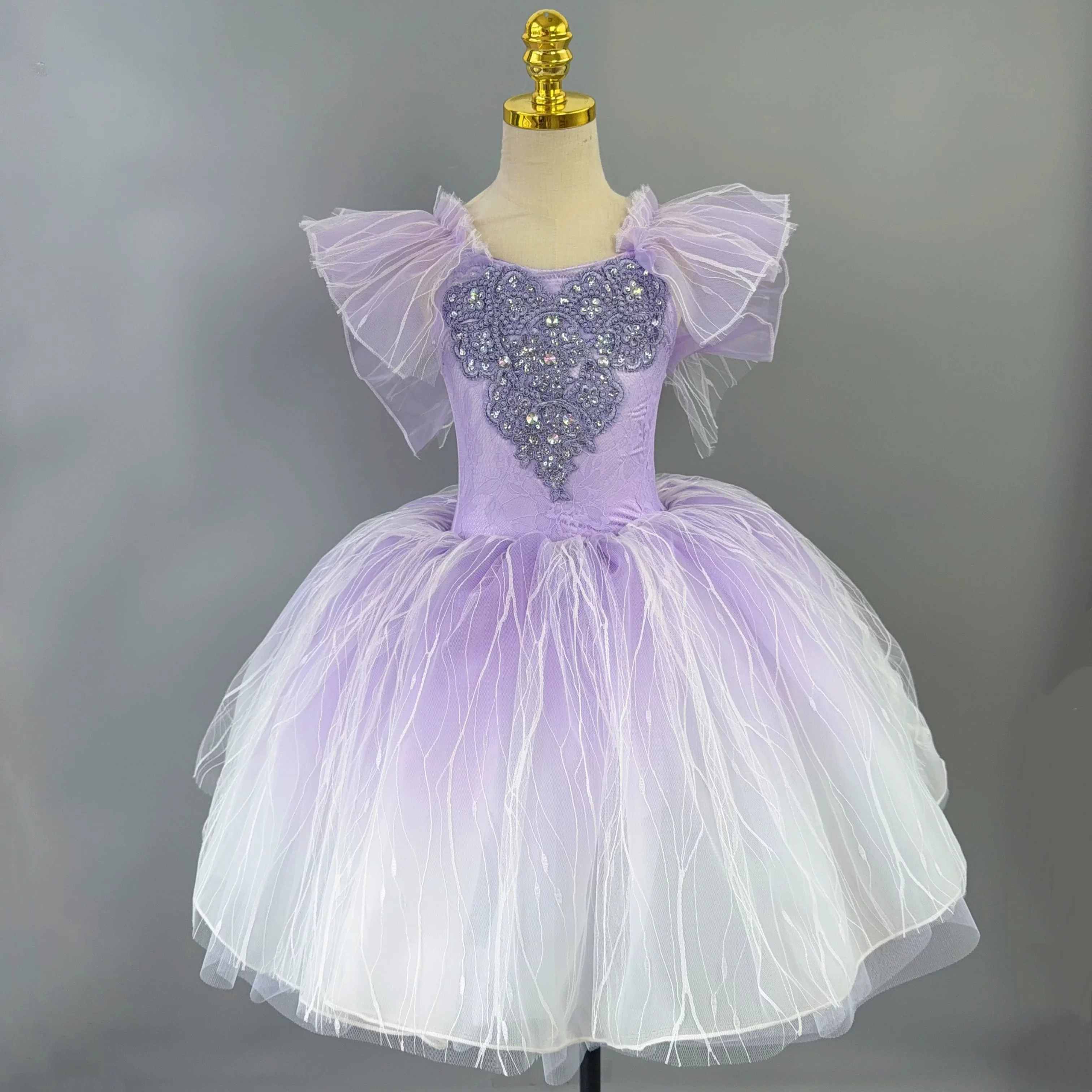 

Romantic Gradient Ballet Tutu Dress Sequin For Girl's Dance Skirt Modern Dance Performance Costumes Princess Ballet Skirts