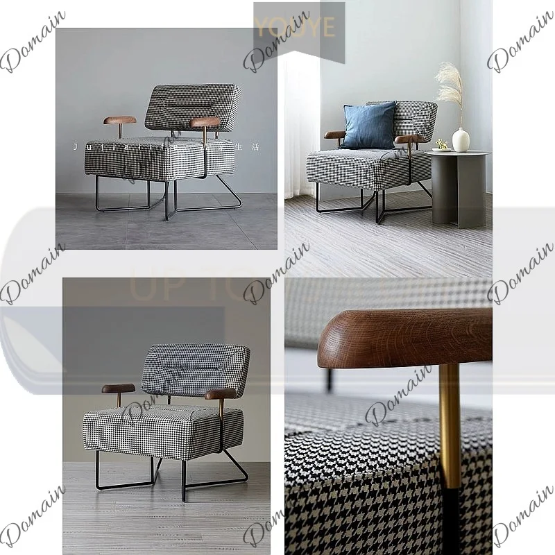 YT Designer Italian Modern Houndstooth Leisure Chair Single Sofa Armchair Backrest Block Light Luxury Living Room