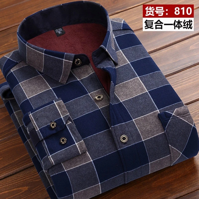 Camisa clásica de manga larga para hombre, camisa informal de felpa gruesa y cálida de alta calidad, versátil, a la moda, para otoño e invierno, 2023