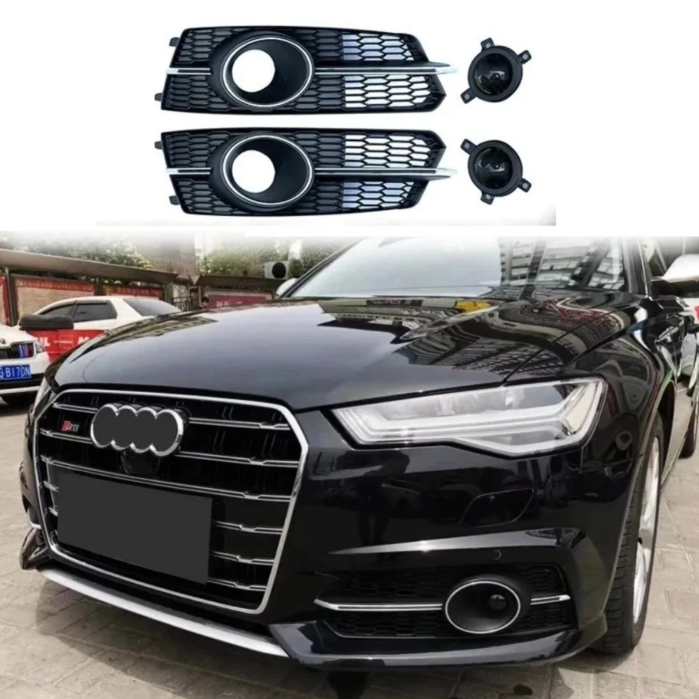 Car front bumper fog light grille For Audi A6 S6 Sports version 2016-2018