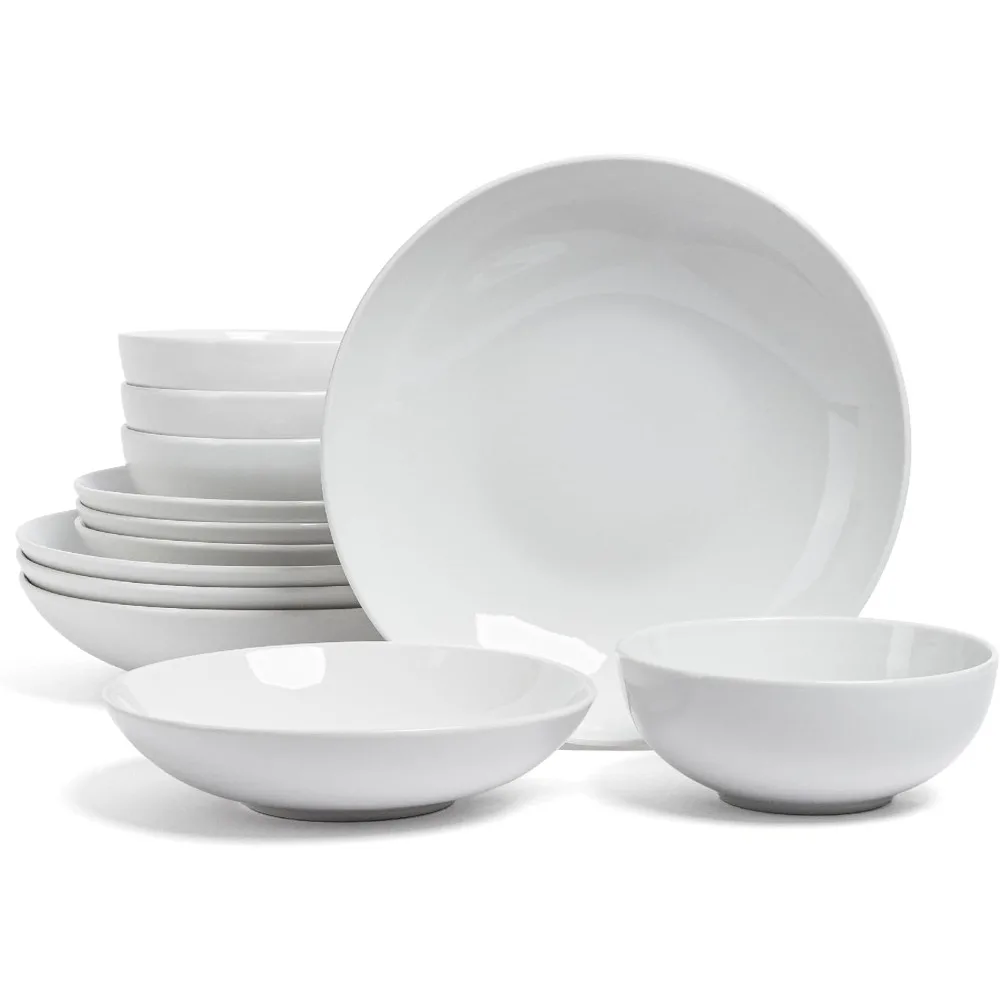 

over&back Stoneware Dinnerware Set – 16-Piece Stone plates and Bowls Sets – Includes Dinner Plates, Salad Plates, Cereal Bowls &