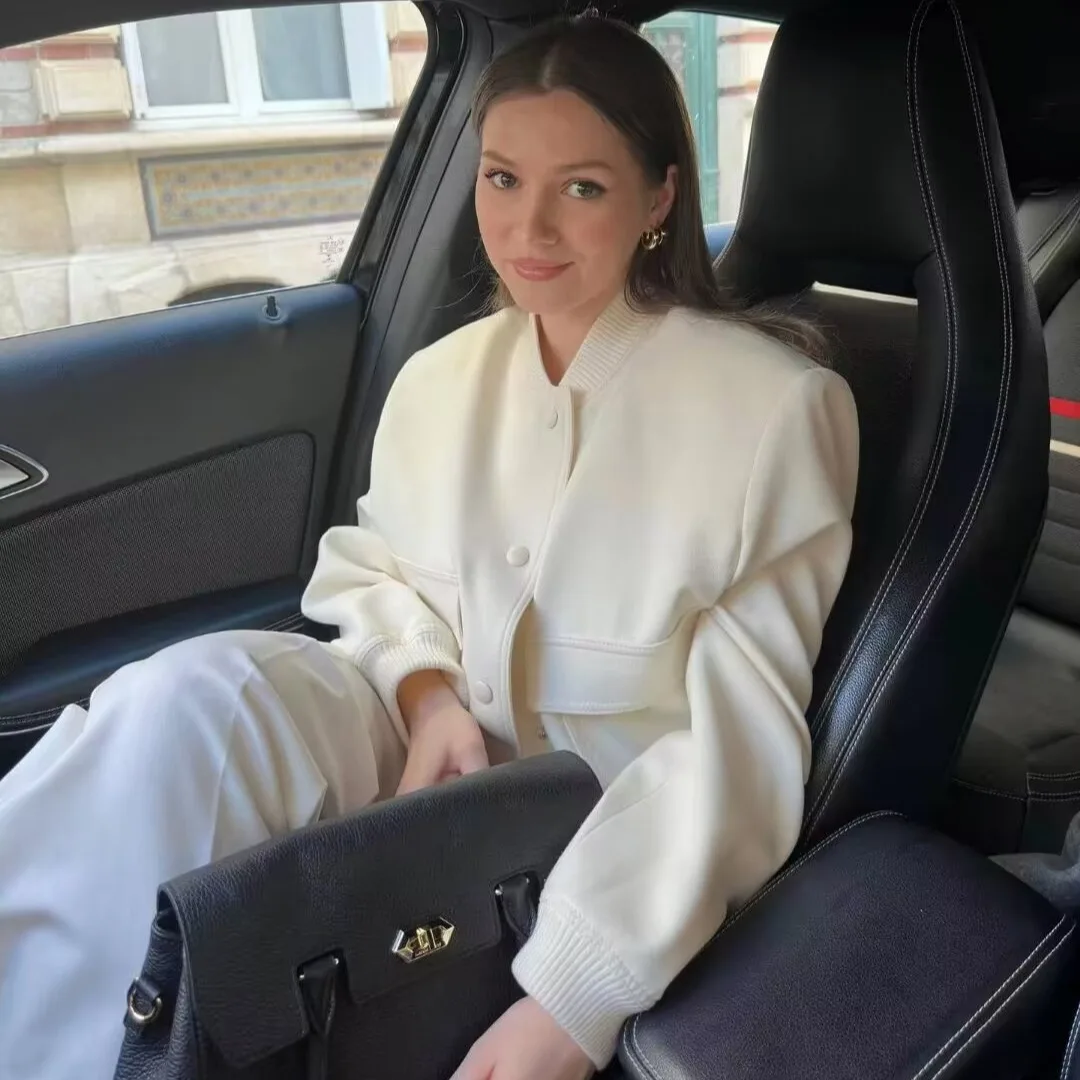 

Solid Jackets Women Stand Collar Coat Single Breasted Jacket Cardigan Long Sleeve Spliced Outerwear Loose Fit Pockets Casual