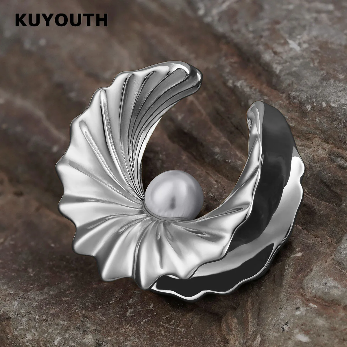 KUYOUTH Pearl Shell Saddle Ear Tunnels Plugs Copper Expanders Gauges 1Pair Jewelry Earring Ear Piercing Stretchers