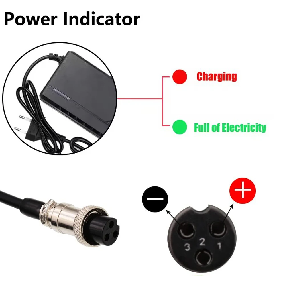 52V 2A Charger For E-scooter With GX16-3Pin Plug 52V 14S 58.8V Riding Charger Adapter For Lithium Battery Scooter Chargers