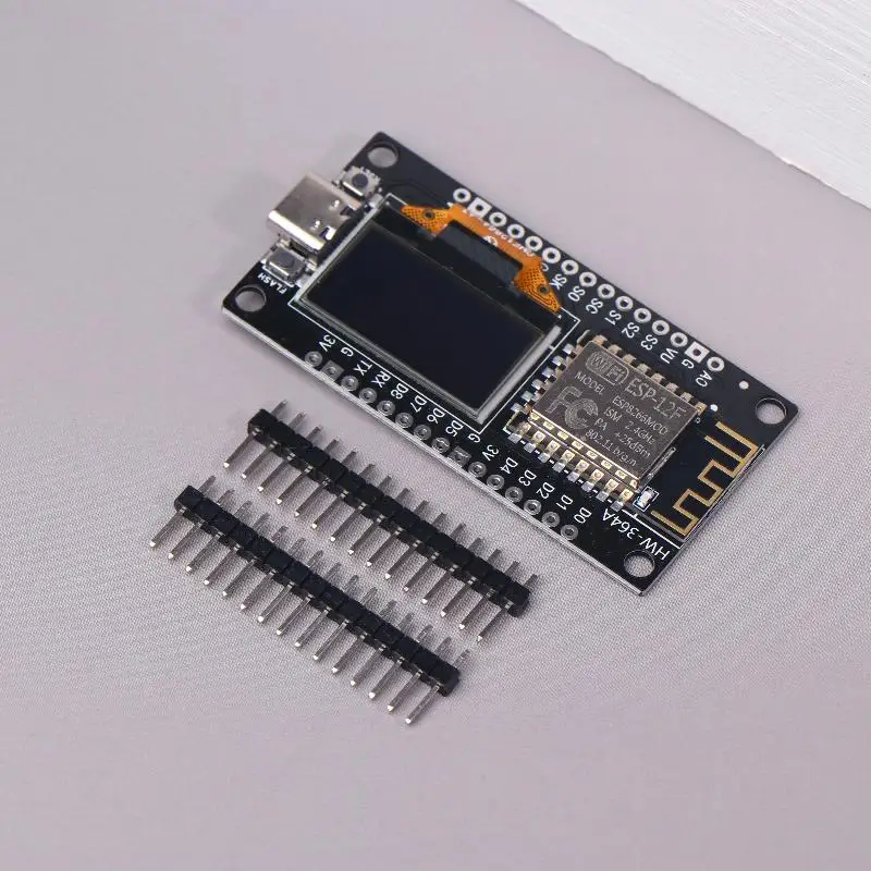Papan Pengembangan ESP8266 Mengintegrasikan Layar OLED 0,96 Inci Dengan Casing Pelindung, CH340, Modul Nirkabel WiFi ESP12E Tipe C