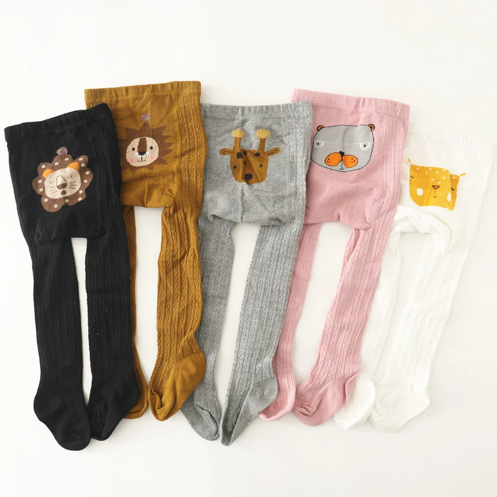 Baby Cotton Tights with Cartoon Animal Patterns Large Crotch Opening Comfortable And Skin-friendly Infant Leggings