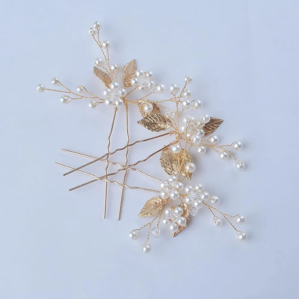 

Аксессуары для волос, 3 шт. Золотые заколки для волос для женской свадьбы, подружки невесты, девочки-цветочницы (золото)