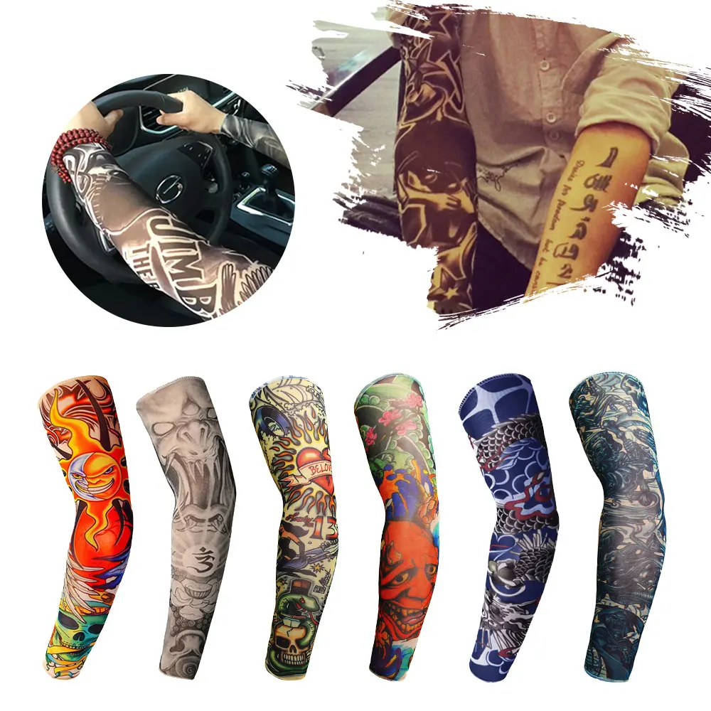 1PCS Breathable 3D Tattoo Anti-ultraviolet Arm Sleeve Arm Sleeve Cycling Sunscreen Sleeve Quick-drying Summer Cooling Sleeve