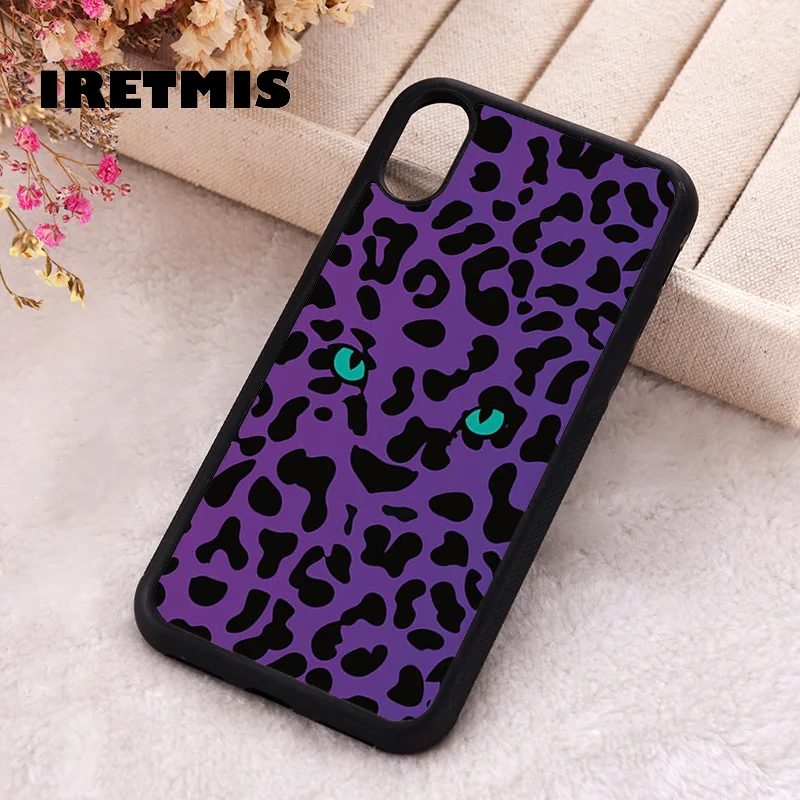 Iretmis Phone Cover Case For iPhone X XS Max XR 11 12 13 PRO MINI 14 15 16 Plus Rubber Silicone Leopards turqoise eyes