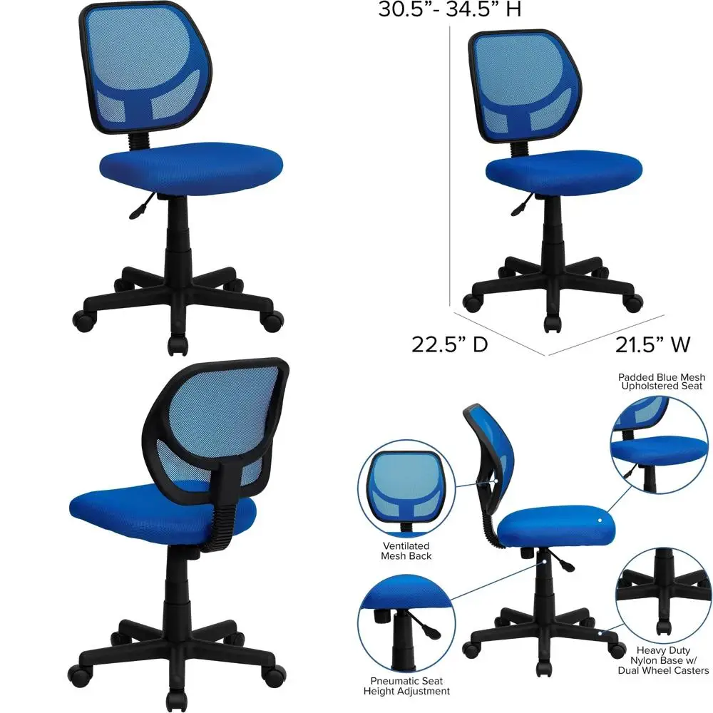 

Blue Mesh Swivel Chair for Office Task with Low Back Support