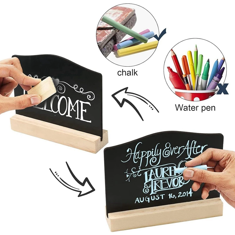 24Pack Mini Chalkboard Signs, Kitchen Notes Chalk Boards With Stands 10X7.2Cm Small Blackboard Message Tabletop Board