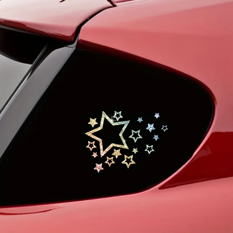 Star Cluster Glitter Sticker 2D Flat Matte Vinyl Decal Waterproof Scratch Resistant Removable for Car Window Bumper Motorcycle