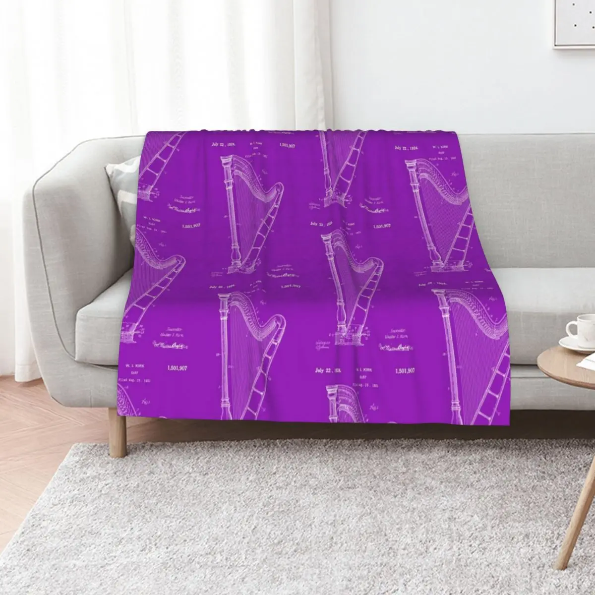 Harp Patent 1924 - White Throw Blanket Luxury Throw manga Summer Beddings Blankets For Bed christmas gifts Vintage Blankets