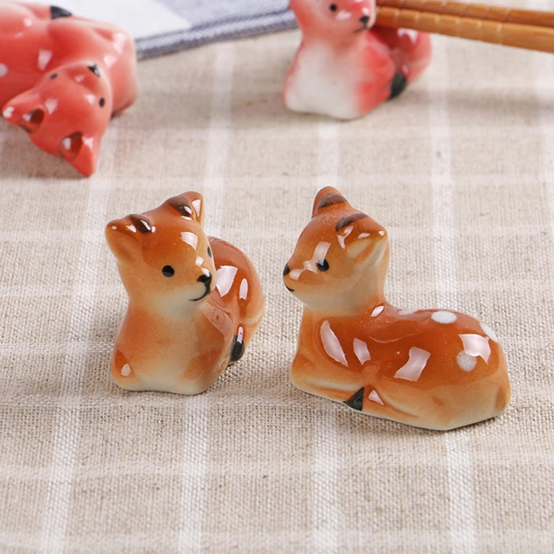 Cute Sika Deer Ceramic Chopsticks For Daily Use Chopstick Rack Chopstick Holder Pen Holder Home Decoration Table Ornament Gift