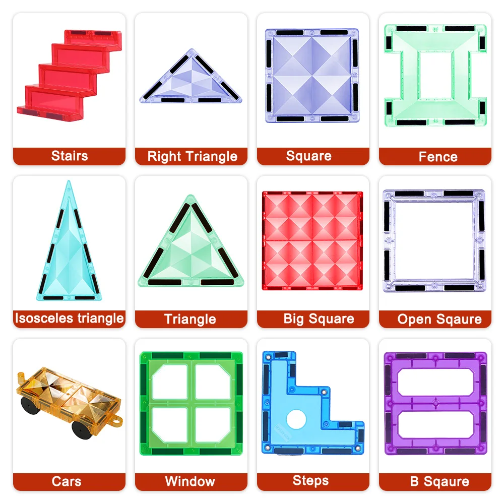 자석 타일 장난감 빌딩 블록, 몬테소리 교육 유치원 학습 자석 건설 공예, 어린이 소년 소녀 액세서리