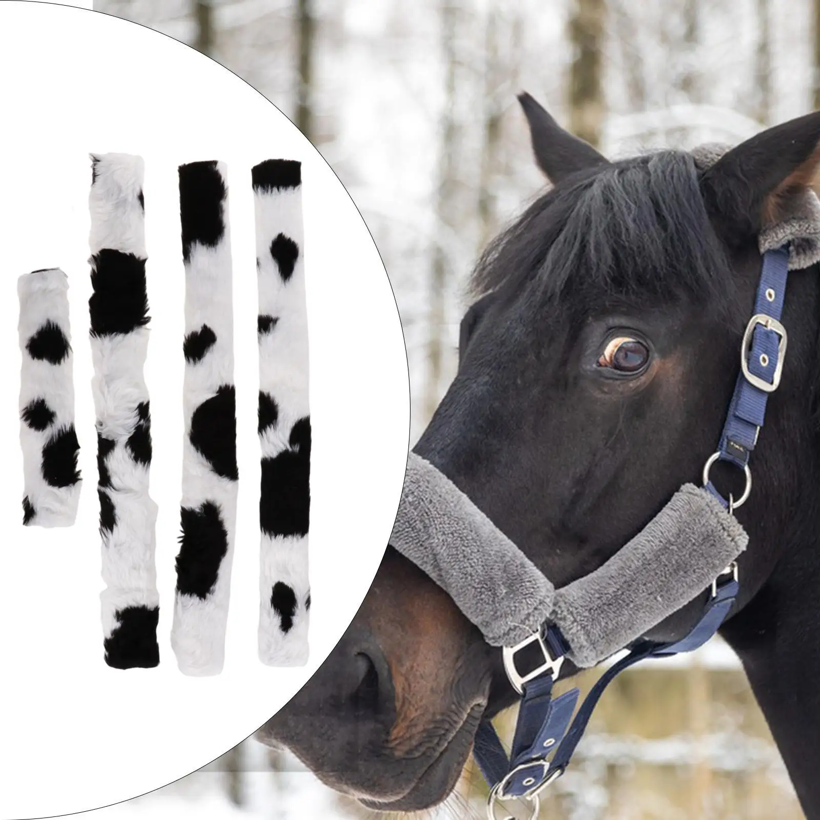 4 ชิ้นม้า Halter Noseband ฝาครอบม้า Bridle จมูกแบบพกพา Flannel