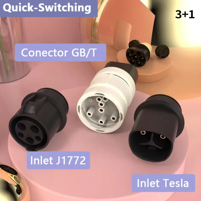2 in 1 EV Adapter Type1/For Tesla Charger To GB/T Veihcle All Ev Cars 3+1 Adatpters For BYD AITO Xpeng