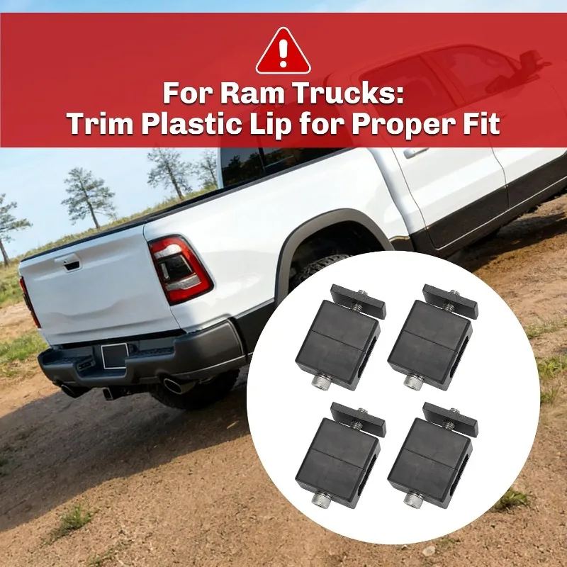 4pcs/Set Truck Bed Stake Pocket Mounting Kit Truck Bed Tie‑Down Anchor Fixing Brackets with Rubber Pads