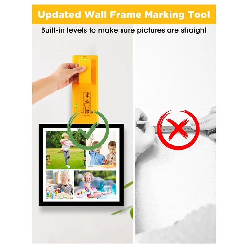 

【Hot Cake】Picture Hanging Tool With Horizontal Simple Frame Universal Can Install Instruments Yellow Plastic