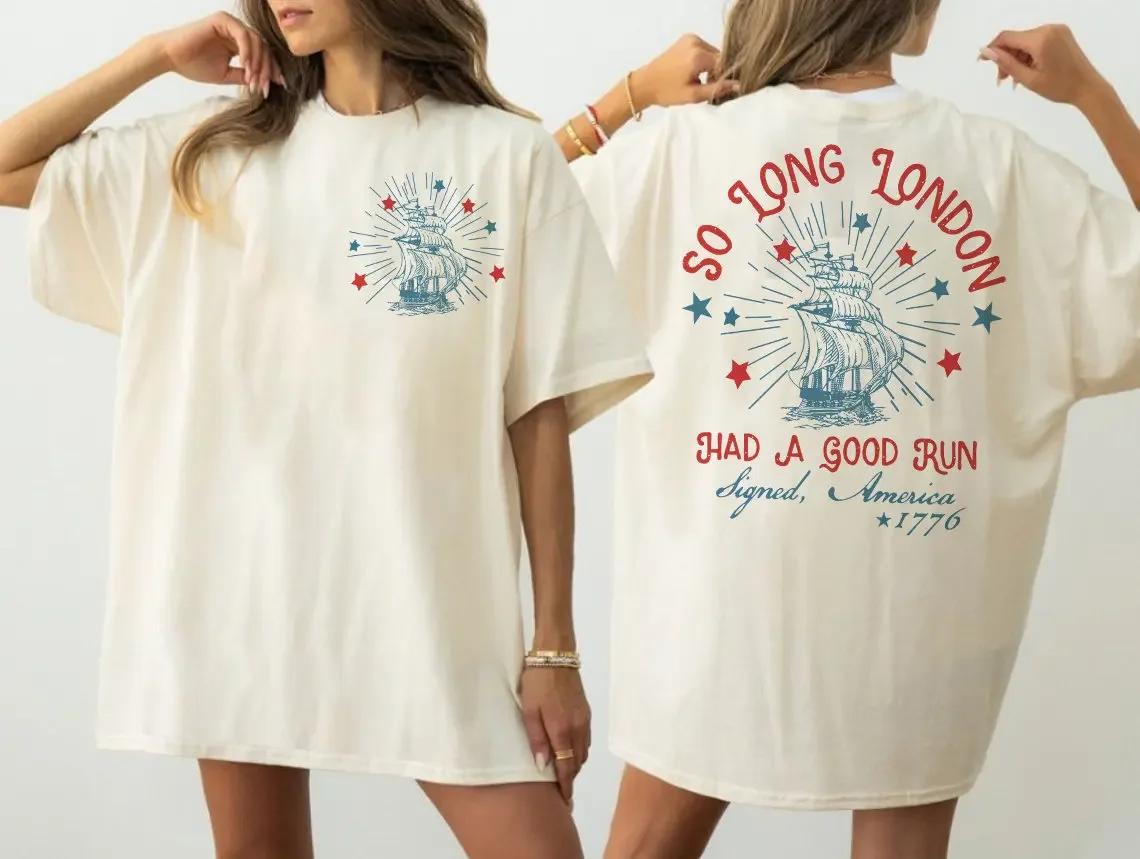 So Long London 4Th Of July 2 Sides T Shirt For Her Fourth Tee Retro Trendy