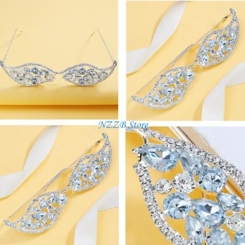 

T21F Geometric Rhinestones Eyewears Face Frame Face Jewelry Crystal EyeGlasses Frame