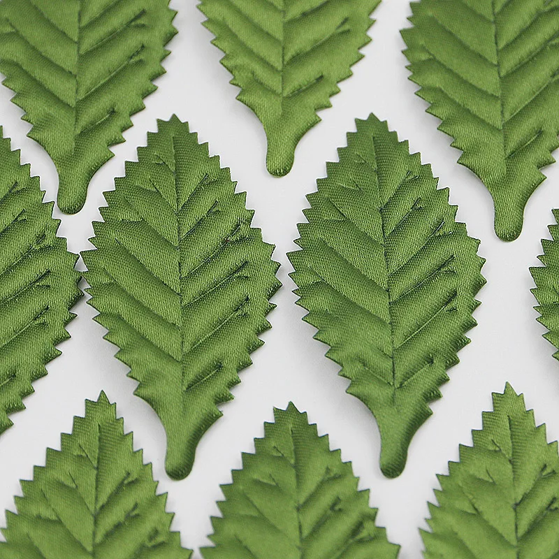 (50 Pcs/pack) 6cm Silk Screen Simulation Leaf Cloth Leaves Clothing Sewing Accessories Home Hair Accessory Vase Decoration DIY