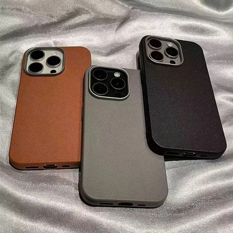 Custodia per telefono in silicone di lusso in pelle opaca per iPhone 11 12 13 14 15 16 Pro Max Plus X XS Max XR Protezione morbida antiurto