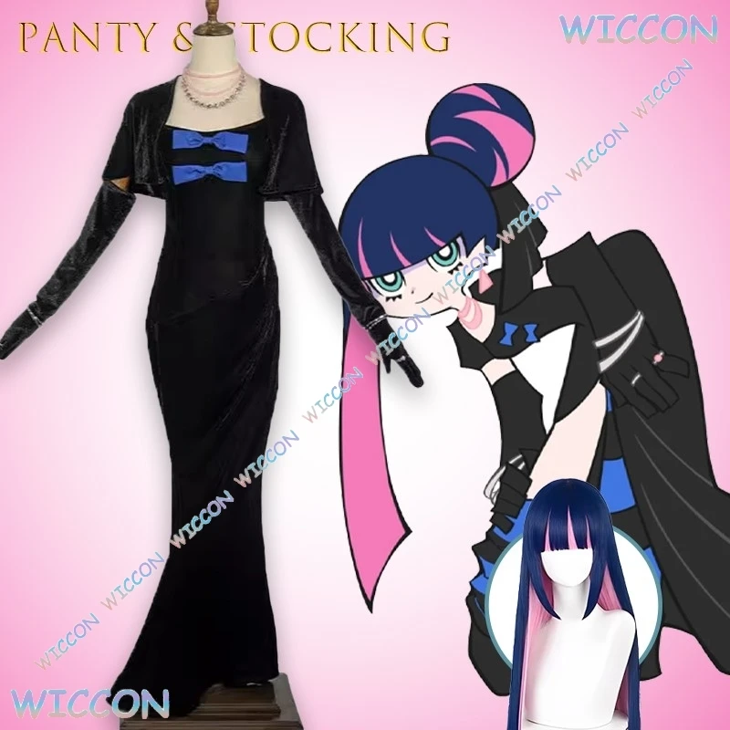 

Panty Stocking with Garterbelt Cosplay Costume Full Set Anime Character Sexy Casino Dress Halloween Party Cosplay Outfit Gothic