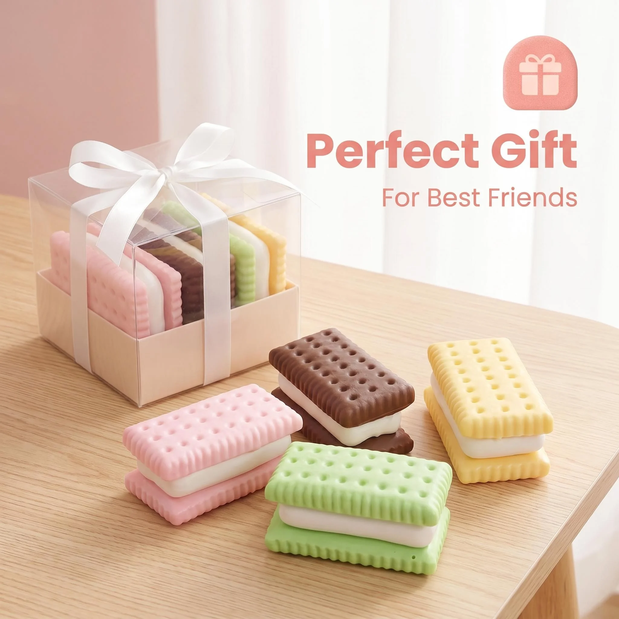 Macaron Sandwich Cookie Squishy Toy PU Slow Rising Soft Fidget Toy Stress Relief ASMR Decompression Desktop Prank Ornament