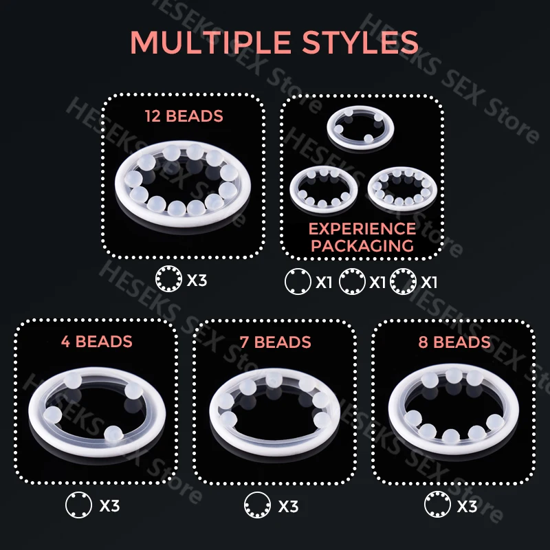 HESEKS 3PCS Cock Rings Lock Durable Silicone Penis Ring Sex Toys for Men Male Delay Ejaculation Lock Ring