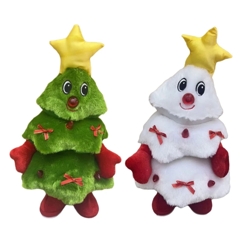 Electronic Toy Music Light Singing Light up Christmas Tree Interactive Singing Plush Toy for Children Christmas Gifts