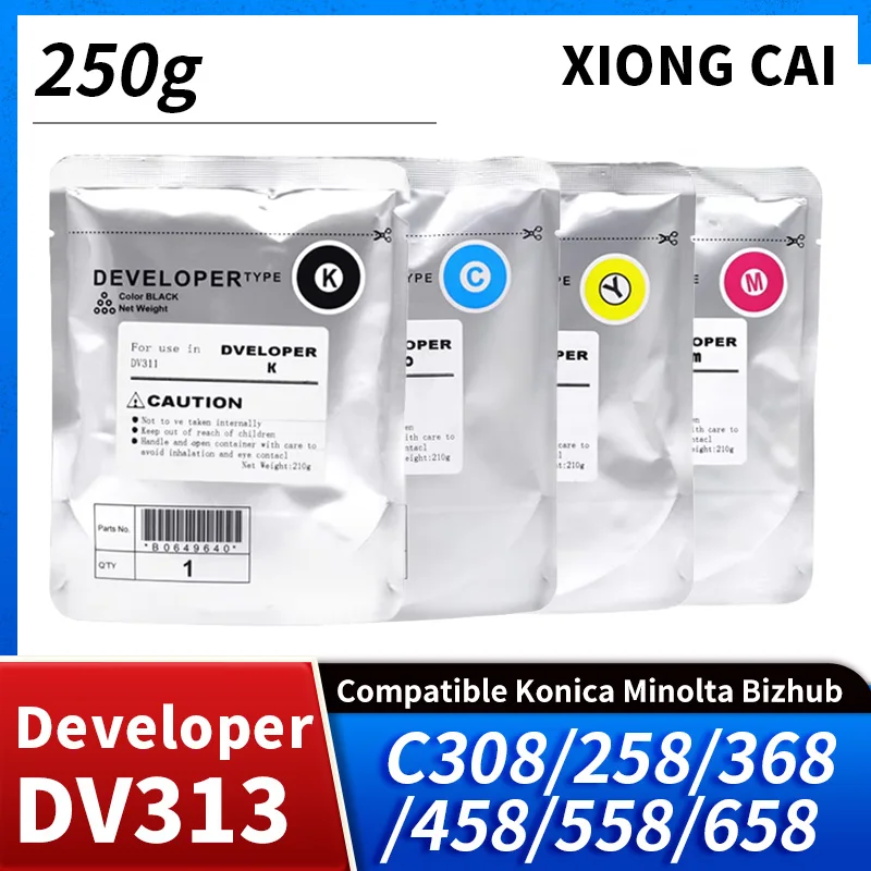 1PCS DV313 DV 313 C308 C258 Developer Powder for Konica Minolta Bizhub C308 C368 C458 C558 C658 C 258 308 368 458 558 CMYK