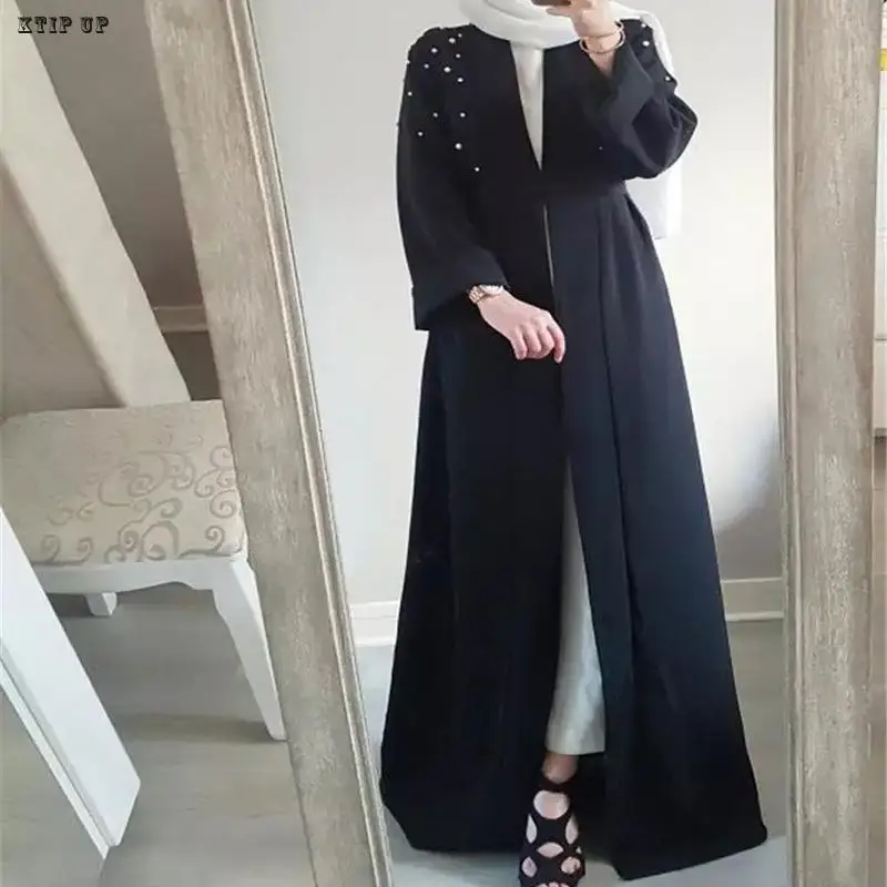 Elegant Simple Abaya for Women, Eid Mubarak, Dubai Muslim Cardigan, Turkey Islamic Clothing, Caftan, Arabic Female Modest Robe