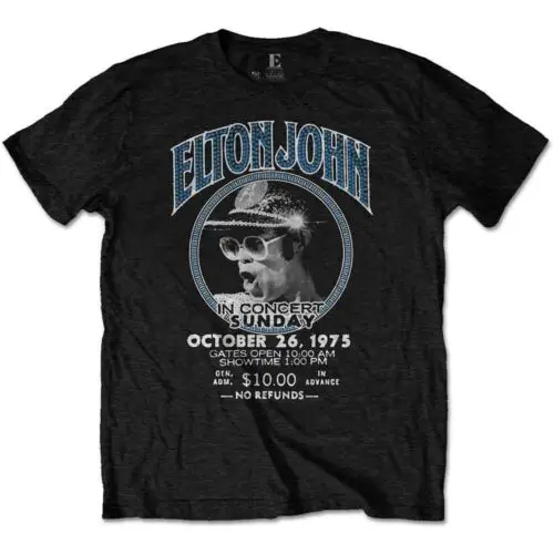 

Elton John Live In Concert T-Shirt Black New