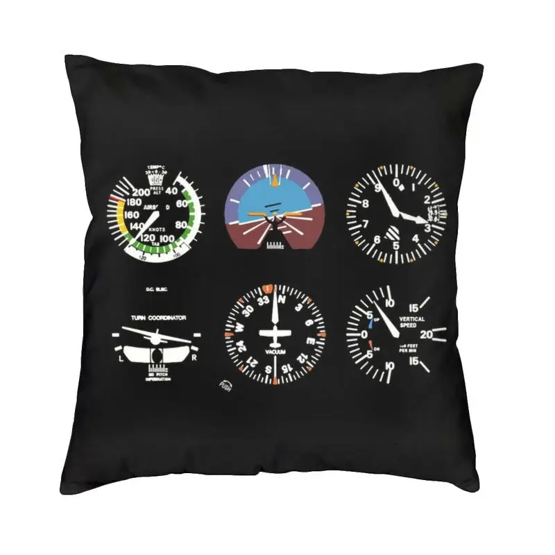 Cockpit Six Dials Flight Simulator Pilot Throw Pillow Case Living Room Decoration Airplane Aircraft Sofa Cushion Cover