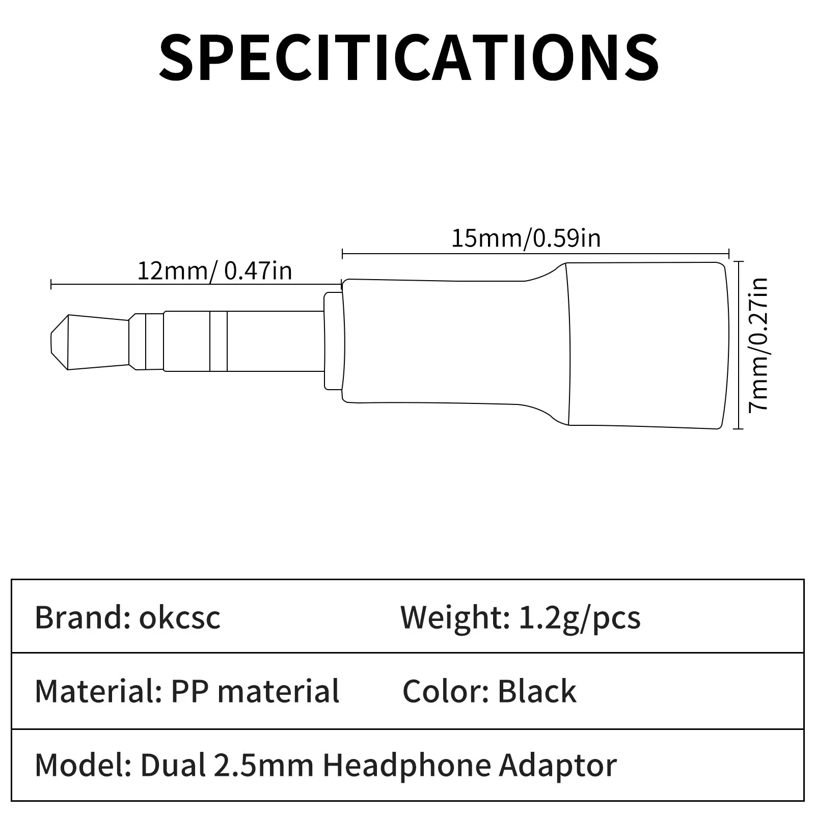 OKCSC Earphone Adapter Dual 2.5mm Male to ATH-A2DC Female Earbuds Connecter for Hifiman HE4401(Old Edition)HE350 HE440S HE560