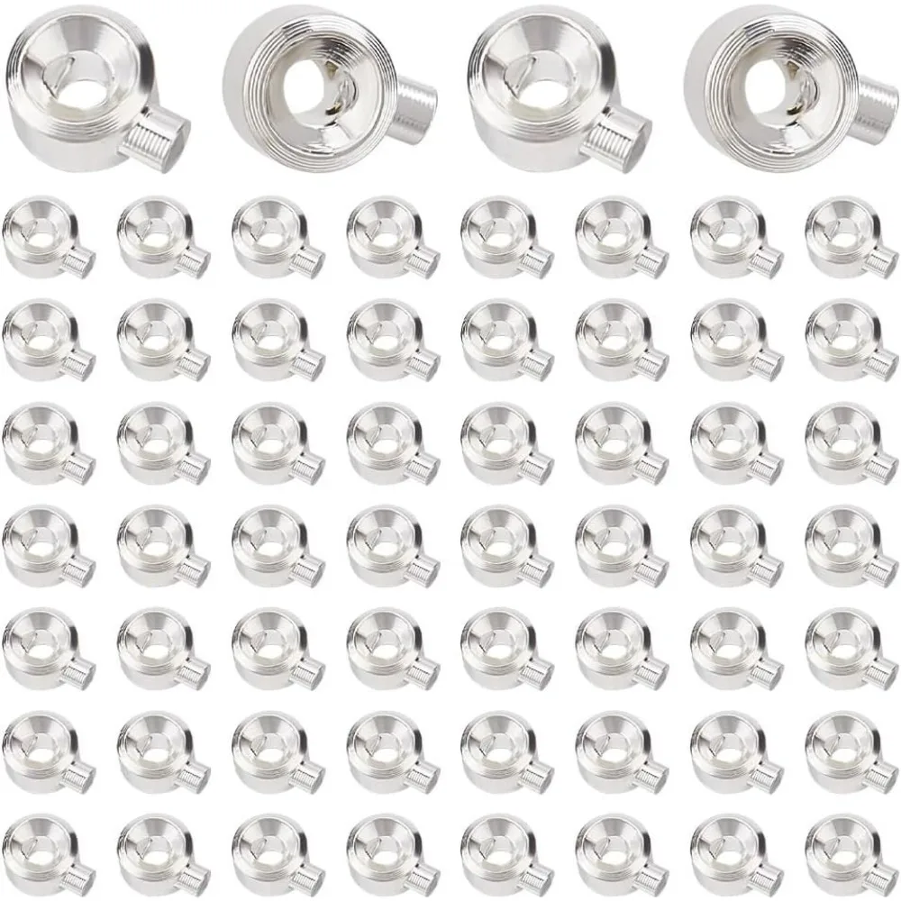 60PCS Brass Crimp Beads 925 Sterling Silver Plated Spacer Beads Metal Crimp Bead Charms for Jewelry Making Brass making kit