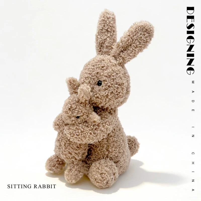 

Adorable Hugging Rabbit Plush Toy Fluffy Brown Bunny Stuffed Doll super soft,hug it to sleep also as a gift.