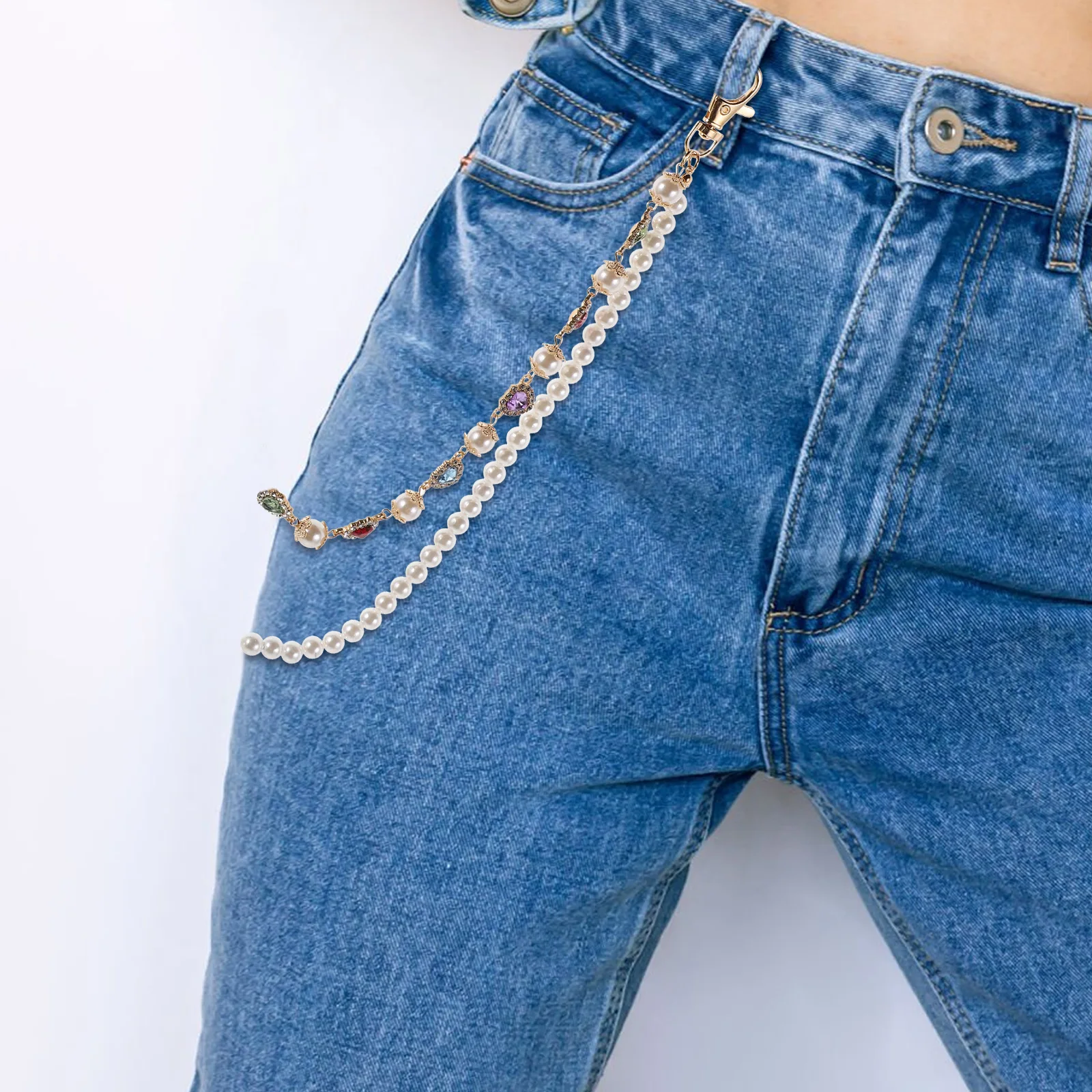 

Pearl Pants Chain Heart Wallet Chains European and American Plastic Belly for Women