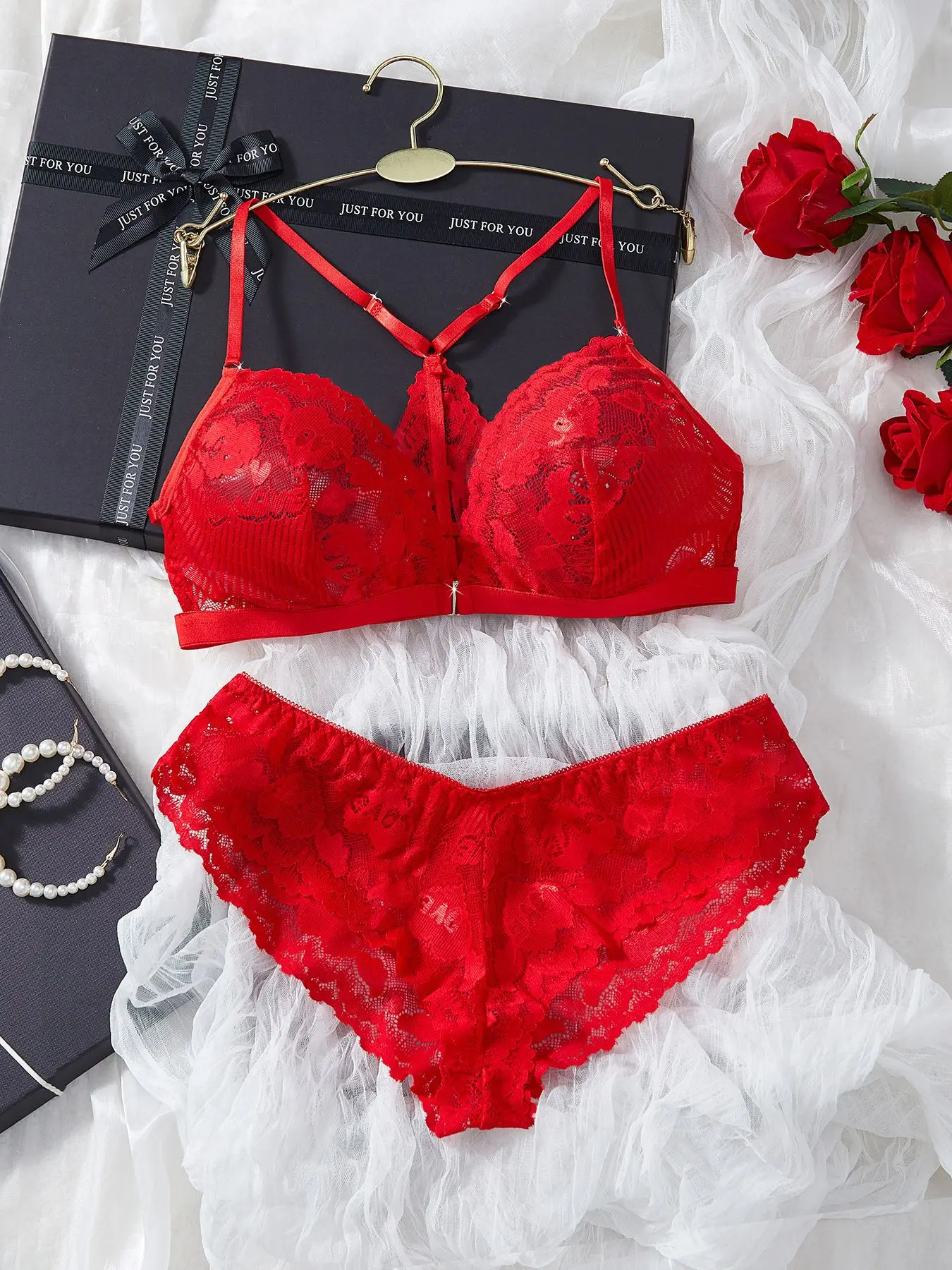 

New sexy lingerie lace splicing bra set solid color sexy ladies for women