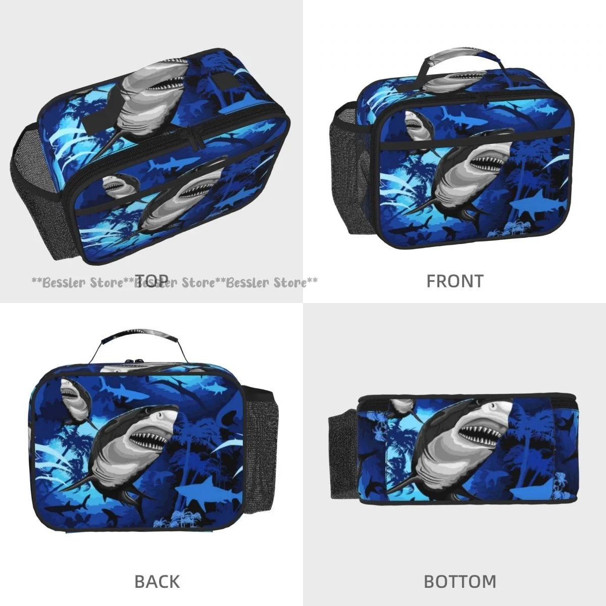 Horizontal Hand Carry Insulated Bento Lunch Bag Shark Thermal Reusable Meal Container Bag