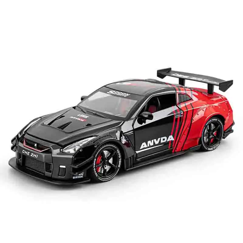1:24 Nissan Skyline Ares GTR R35 vehículos de juguete y fundido a presión, modelo de coche de juguete de Metal, colección extraíble de alta simulación, juguetes para niños