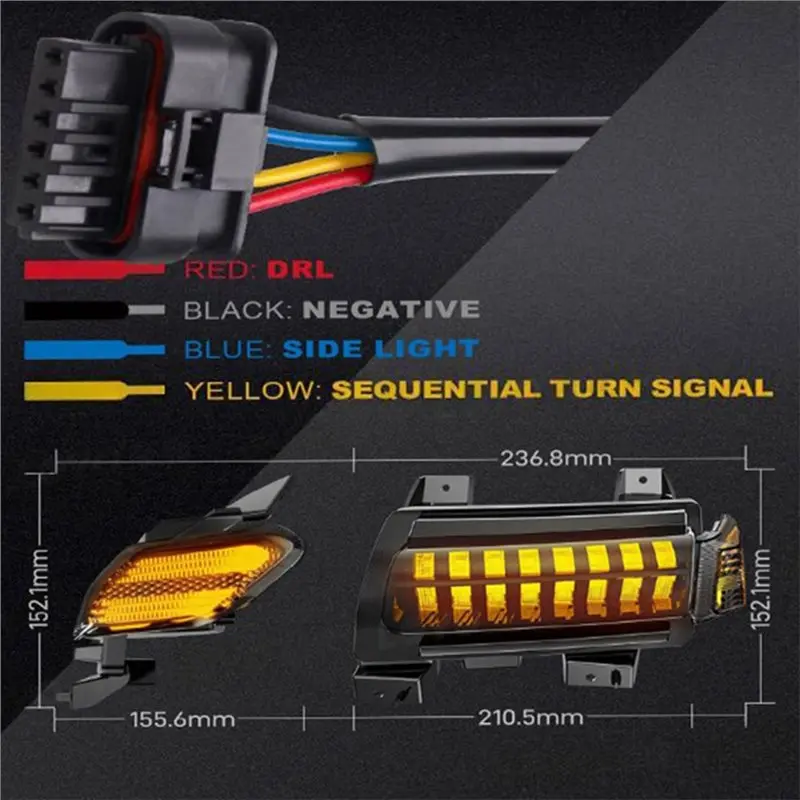 Classy-Short Version LED Wheel Arch Light Car Front Side Marker Turn Signal For Jeep Wrangler JL Sprot Sport 2018-2025
