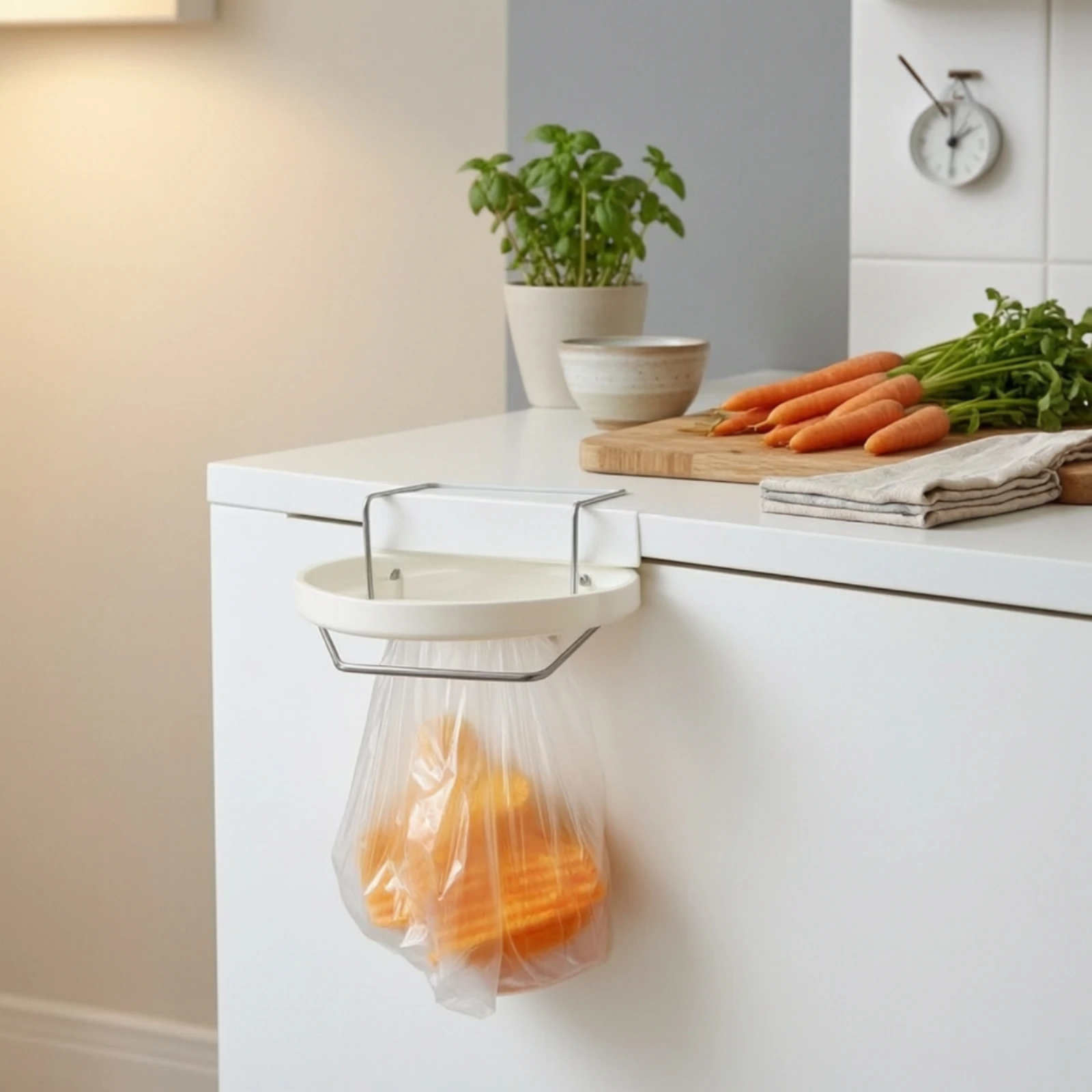Trash Bag Holder Space-Saving Garbage Bag Holder Garbage Rack Clamp-Style Waste Can Clamp-on for Students, Cabinet Door, Desk