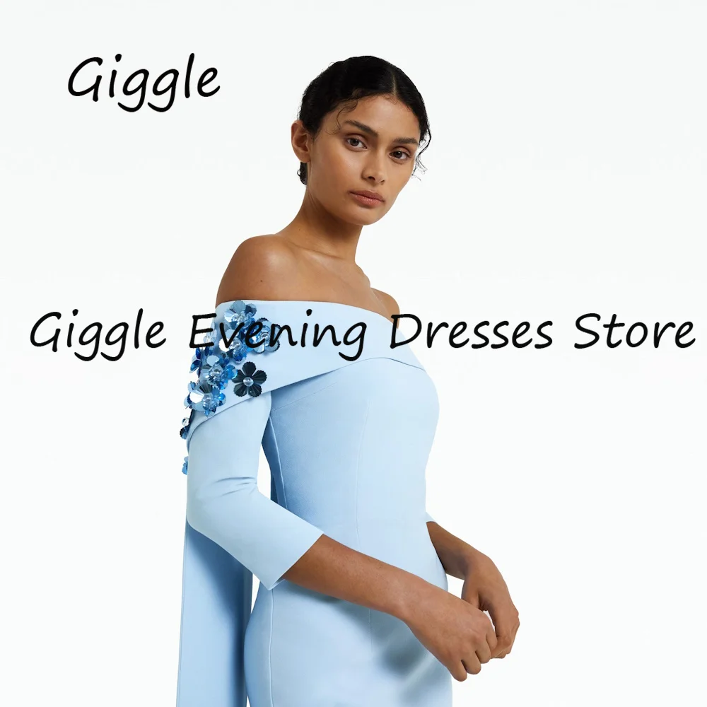 Giggle Crepe Mermaid Off-the-shoulder Applique Formal Elegant Prom Gown Floor Length luxury Evening Party Dresses for Women 2023