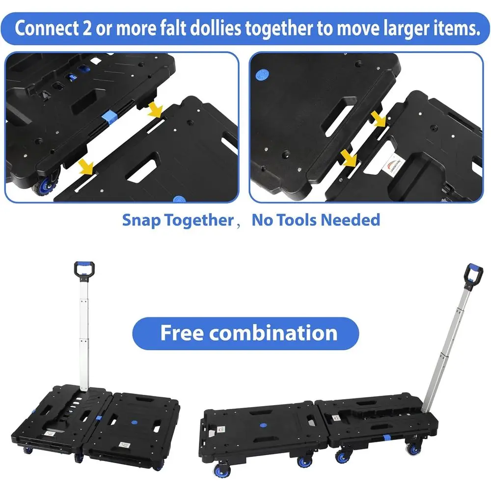 Juego de carritos con plataforma plegable: paquete de 2, carritos con ruedas ajustables para un fácil montaje (24,4x17,7 + 24,2x18,1)