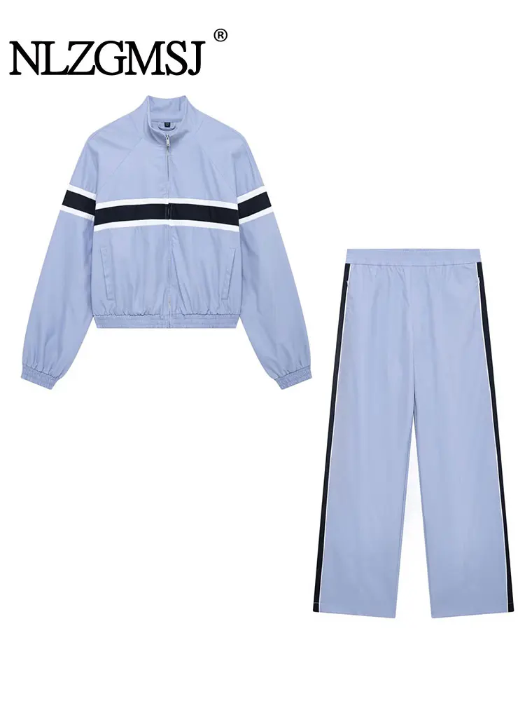 

2025 Spring Side Stripe Pants Sets For Women Fashion Stripe Jacket Coat Women Suit Casual Two Piece Set Women Outfit