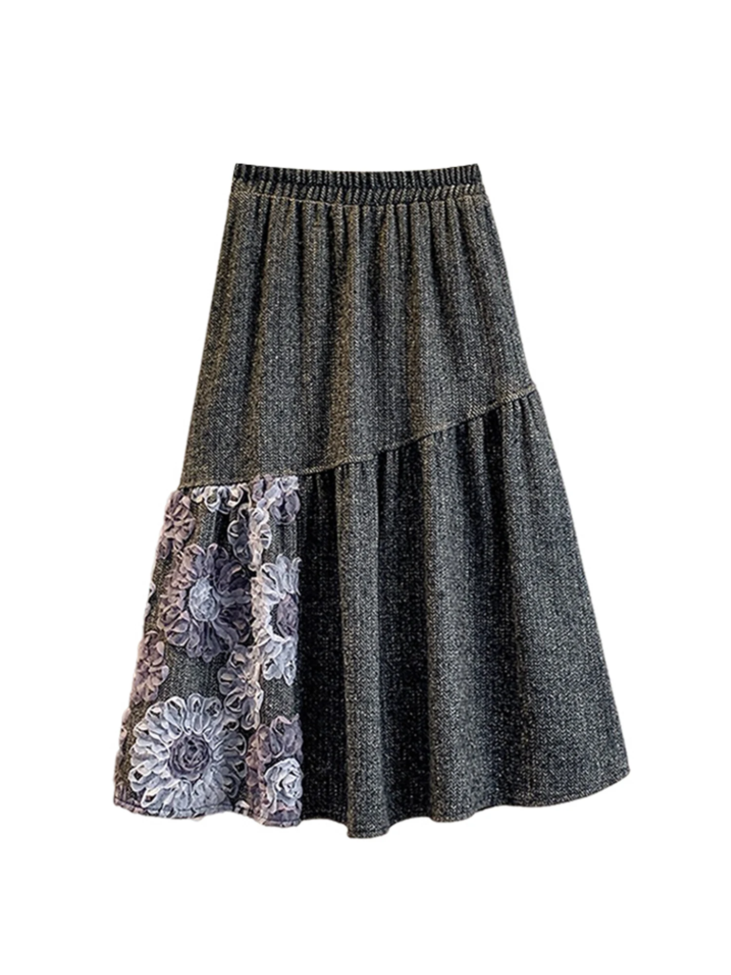 Women Coffee Long Skirt Vintage Y2k Gyaru A-line Skirt Harajuku Aesthetic High Waist Oversize Skirts 2000s Clothes Spring Autumn