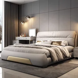 Headboard Storage Double Bed Frame Luxury Modern Hotel King Size Frame Bed Princess Modern Cama Matrimonial Bedroom Furniture