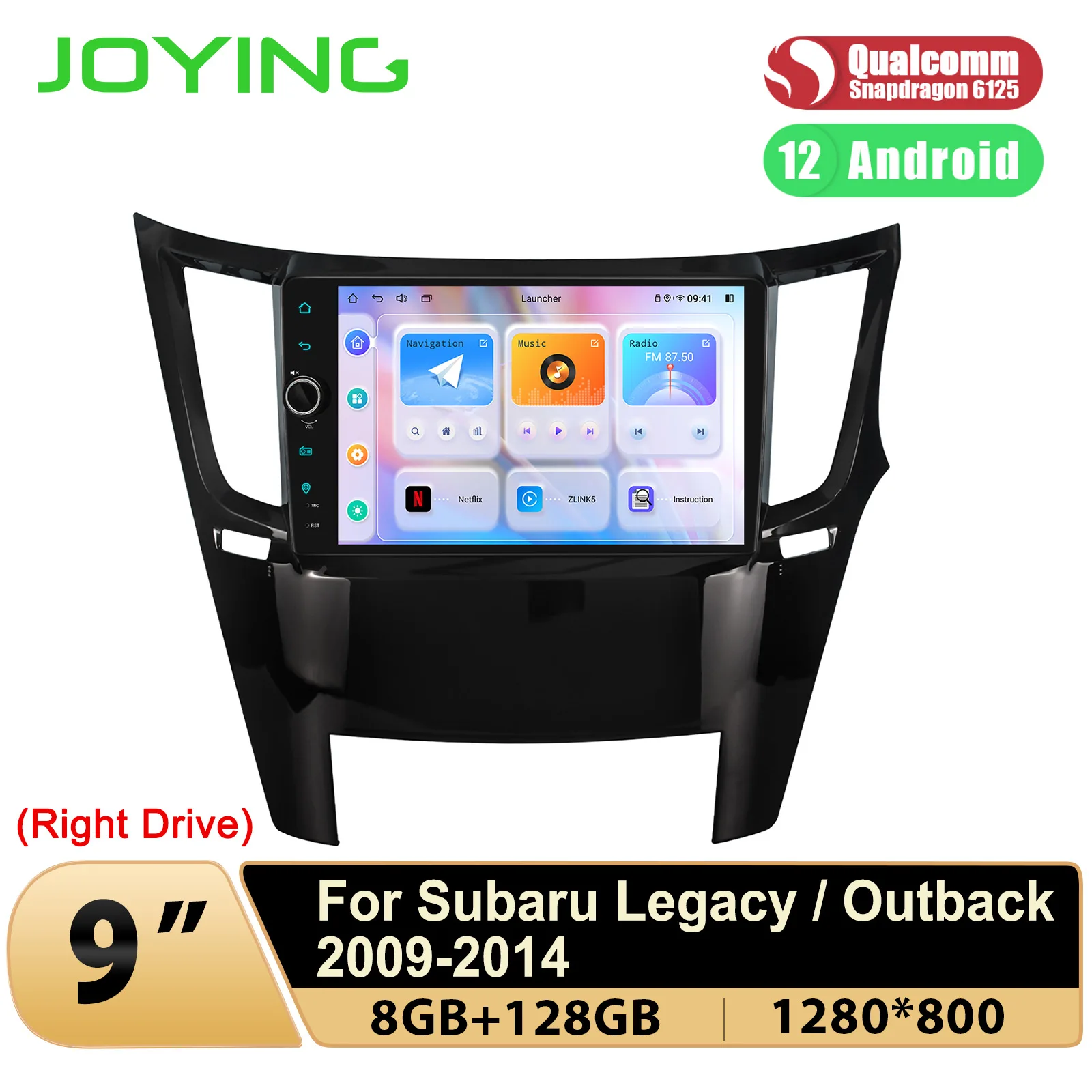 

Joying 9 Inch Car Stereo Radio Auto Android 12 Multimedia Player For Subaru Legacy Outback 2009-2014 Built-In DSP HDMI Carplay.